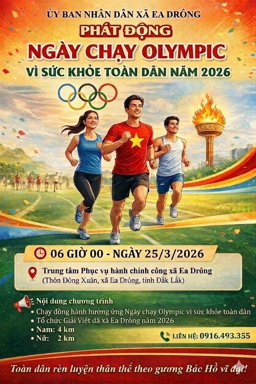 PHÁT ĐỘNG TOÀN DÂN THAM GIA NGÀY CHẠY OLYMPIC VÌ SỨC KHỎE GẮN VỚI GIẢI VIỆT DÃ NĂM 2026